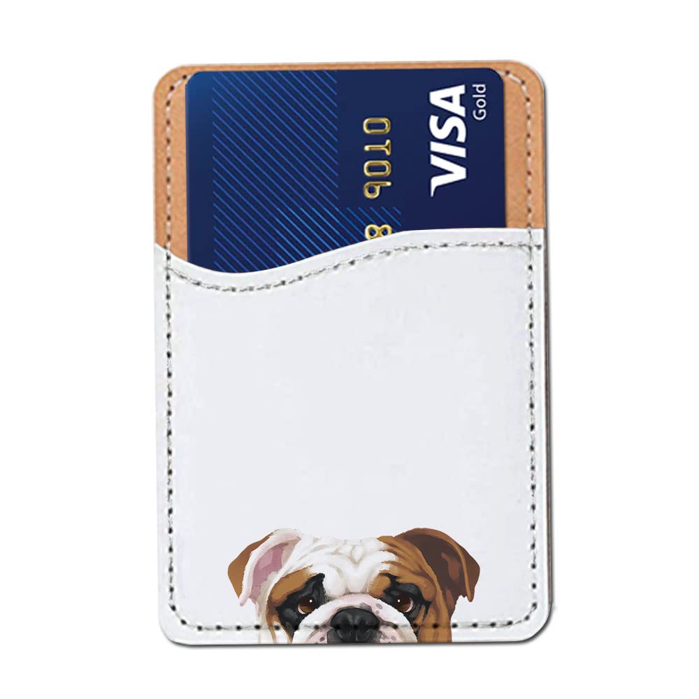 FINCIBO PU Leather Self-Adhesive Universal Credit Card Holder Wallet for All Smart Mobile Cell Phones - Winking Golden Retriever