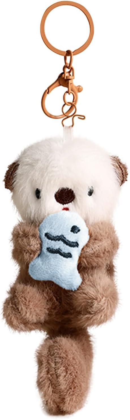 Plush Keychain Otter Charm for Women Teens & Animal Lovers | for Handbags Purses Backpacks & Car Keys | Birthday Gift
