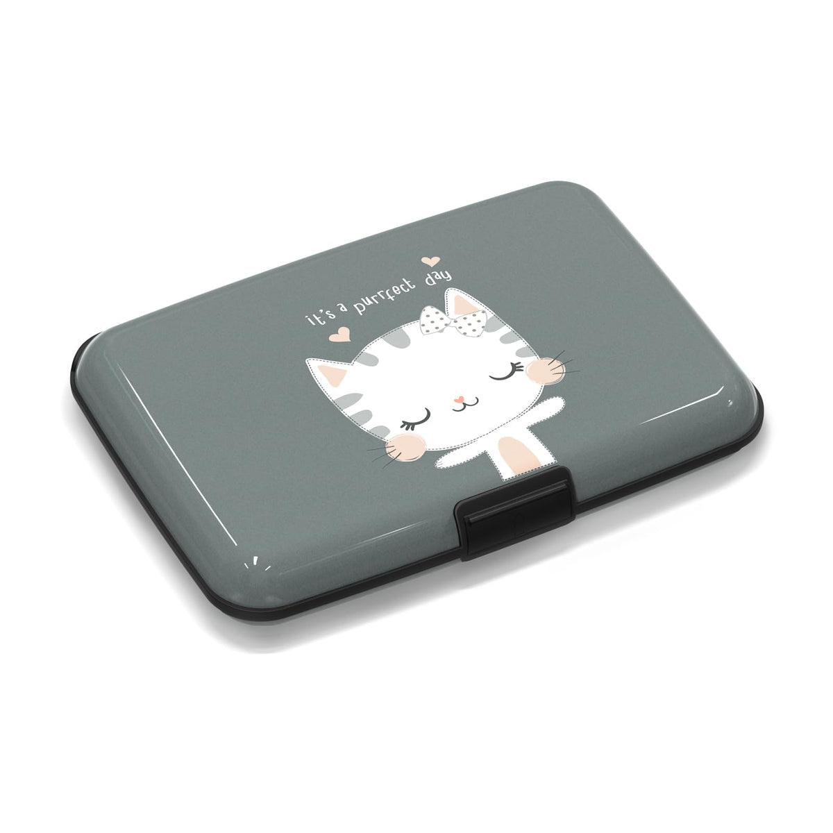 Mini RFID Blocking Credit Card, Cute Cat Wallet Credit Cards Holder Business Card Case Aluminum Metal Travel ID Case for Men Women