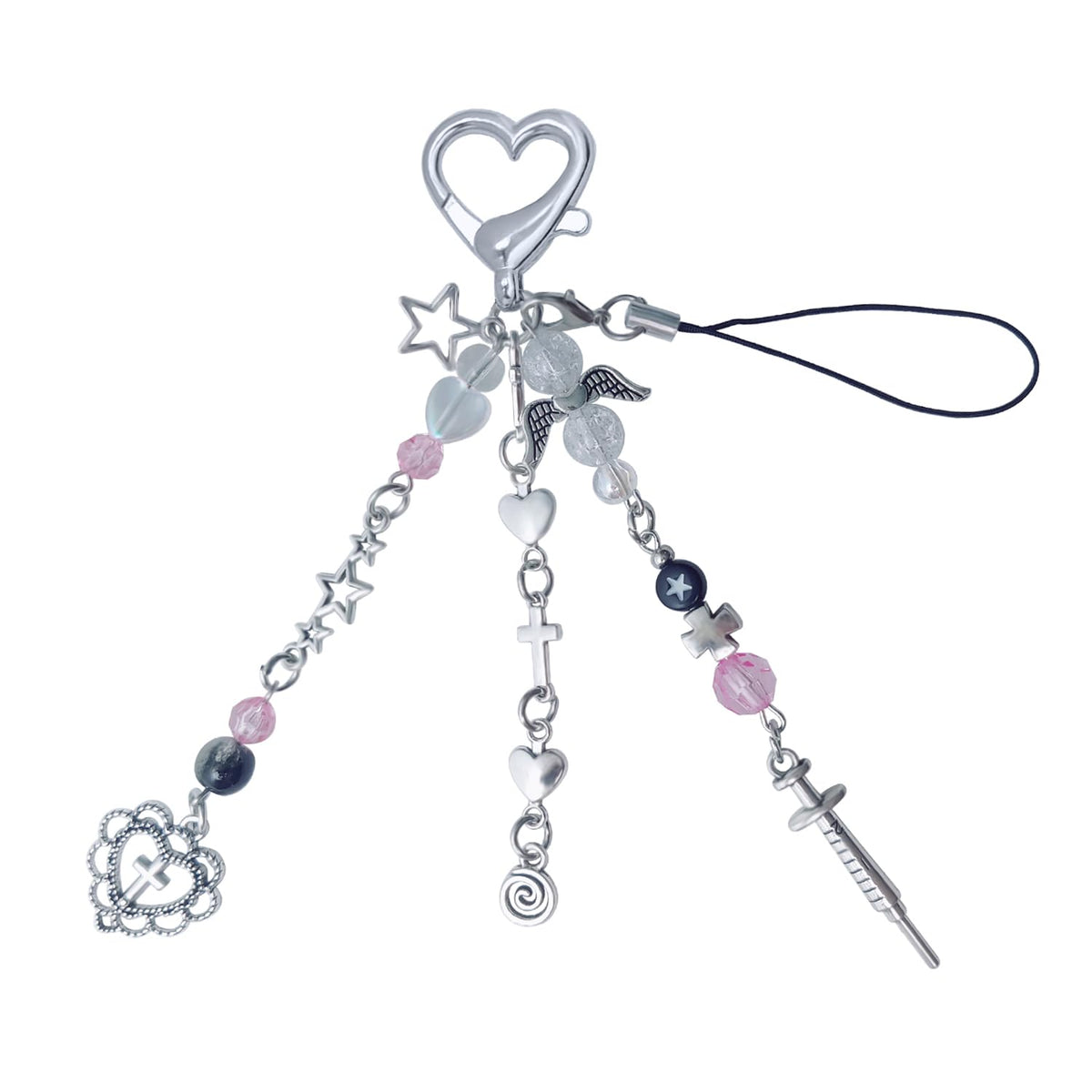 cioatu Cute Keychain Aesthetic Y2K Keychain Accessories Heart Butterfly Strawberry Bear Key Chain for Keys Bags Women Gifts