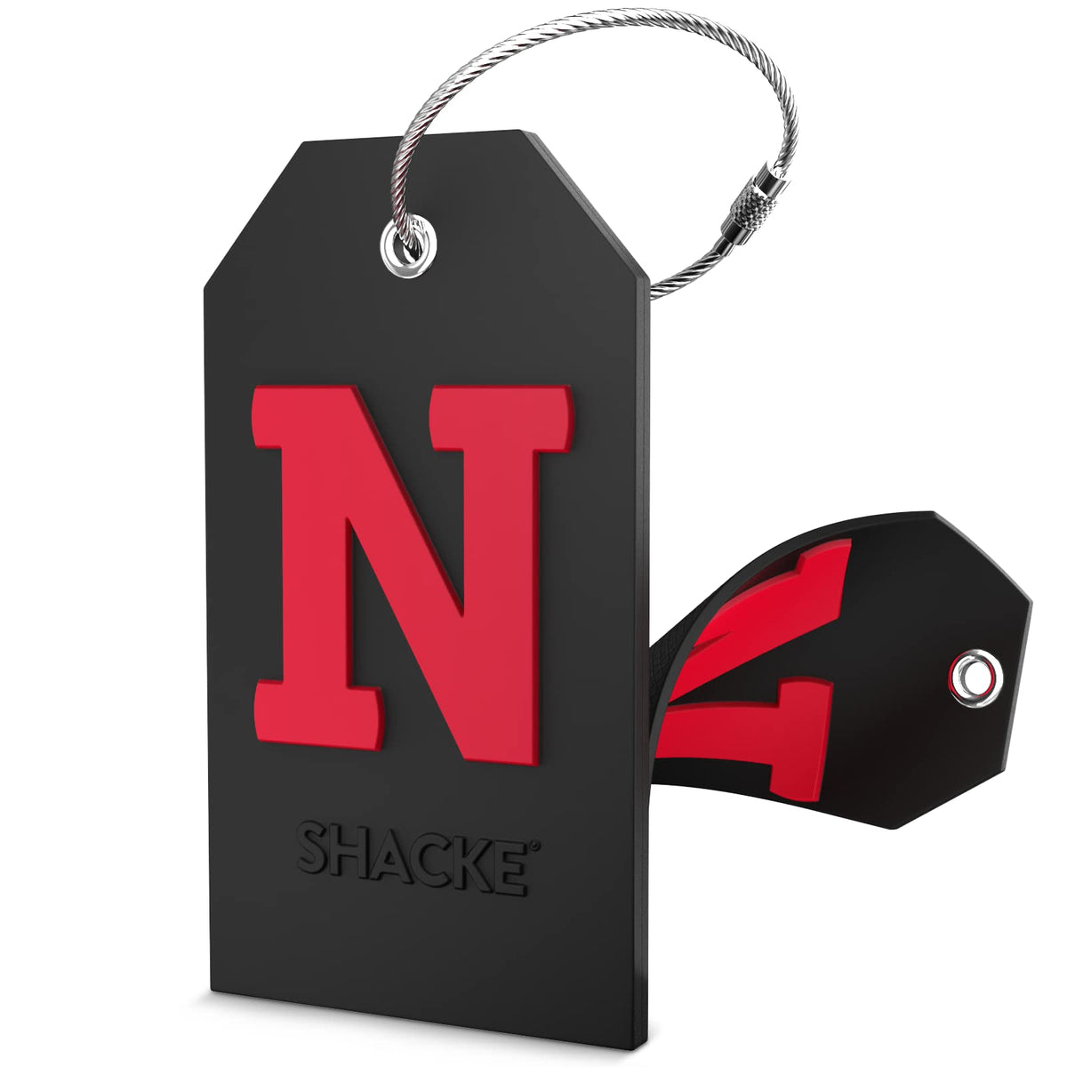 Shacke Initial Luggage Tag with Privacy Cover & Steel Loop (Orange, B)