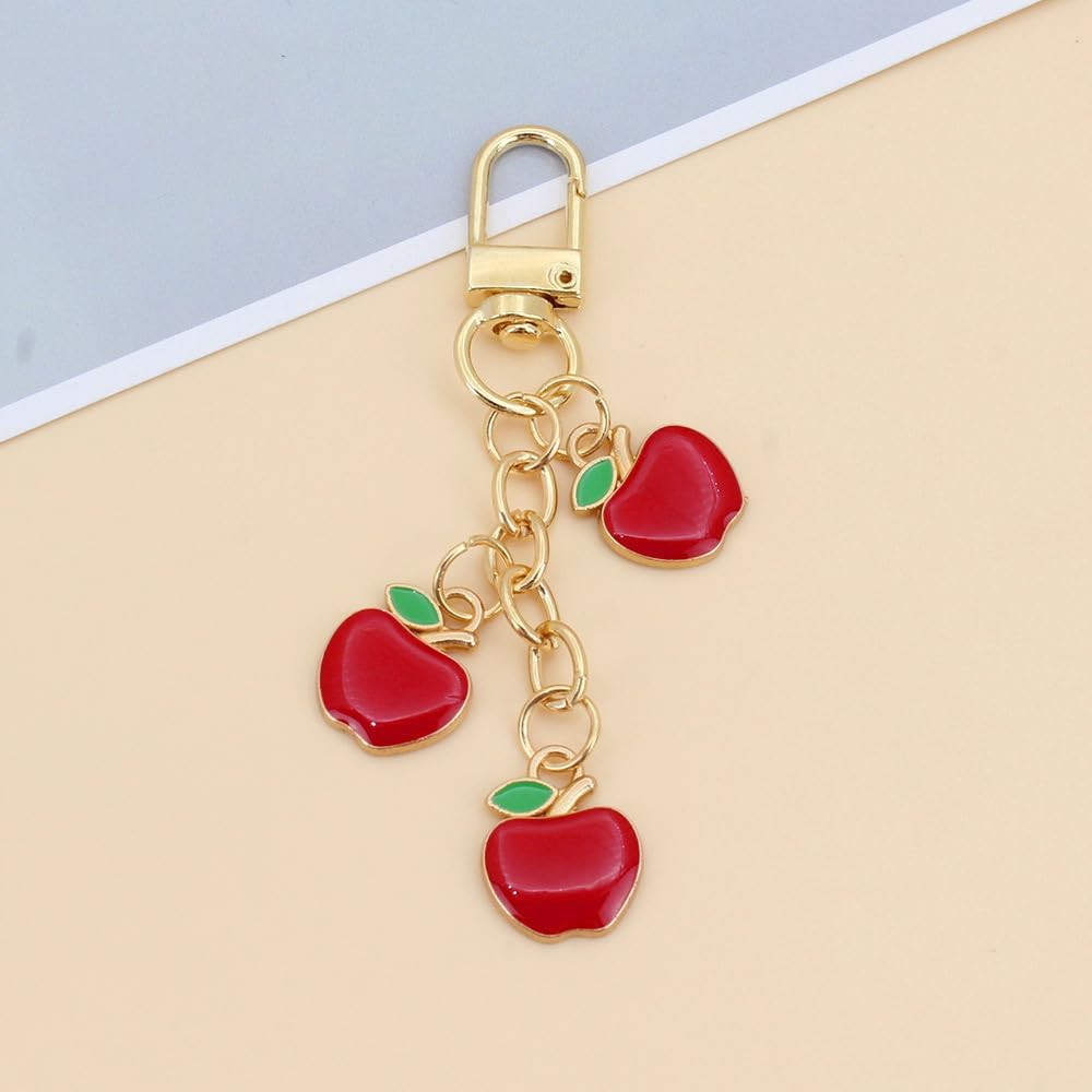 Cute Fruit Enamel Keychain for Women Fruit Tassel Chain Keyring Purse Bag Decor