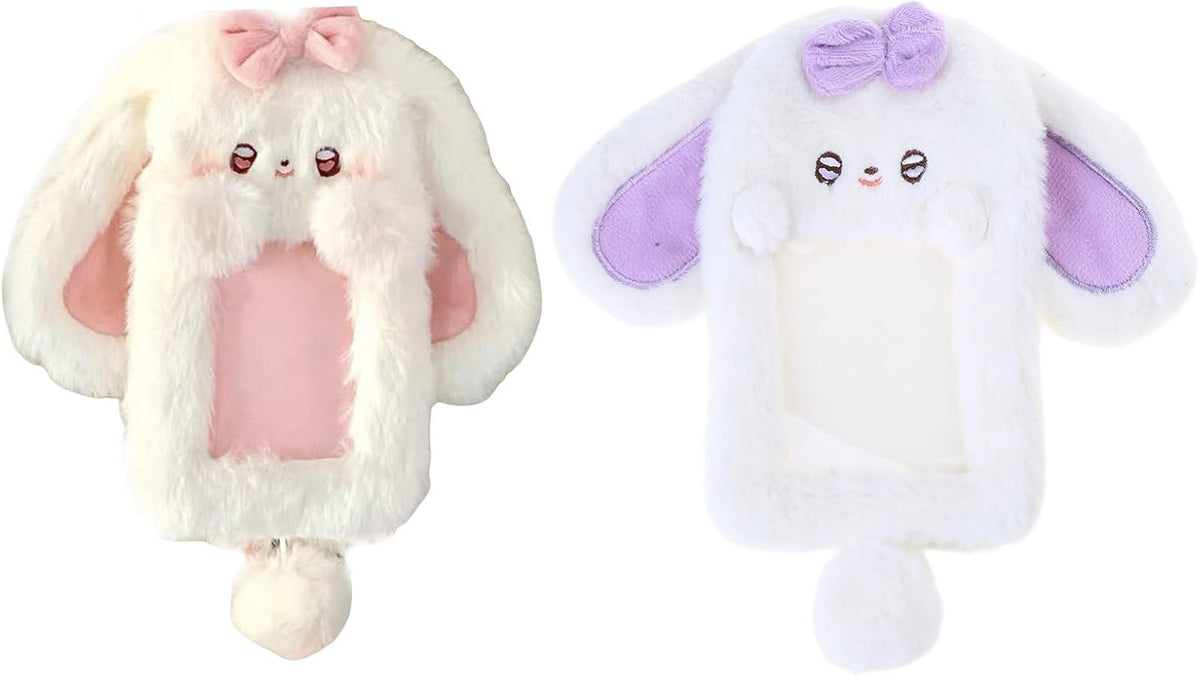 Plush Photocard Holder Bus Card Protector Lovely Cartoon Rabbits Photo Sleeve Credit Card Holder For Woman Girl Cartoon Rabbi