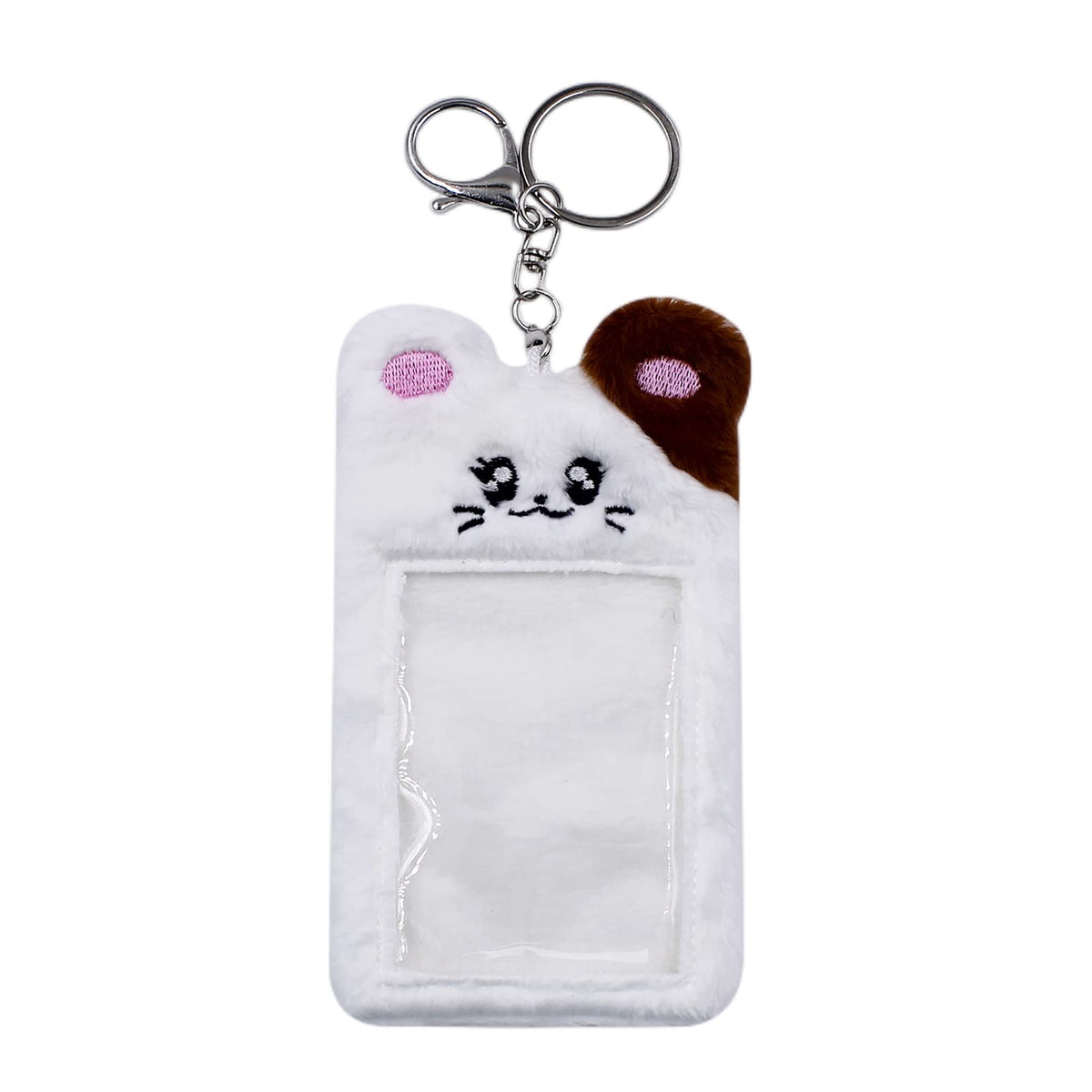 JUMISEE Cute Plush Kpop Photocard Holder with Keychain, Cartoon Bear Photo Sleeve ID Bank Credit Card Holder Protector