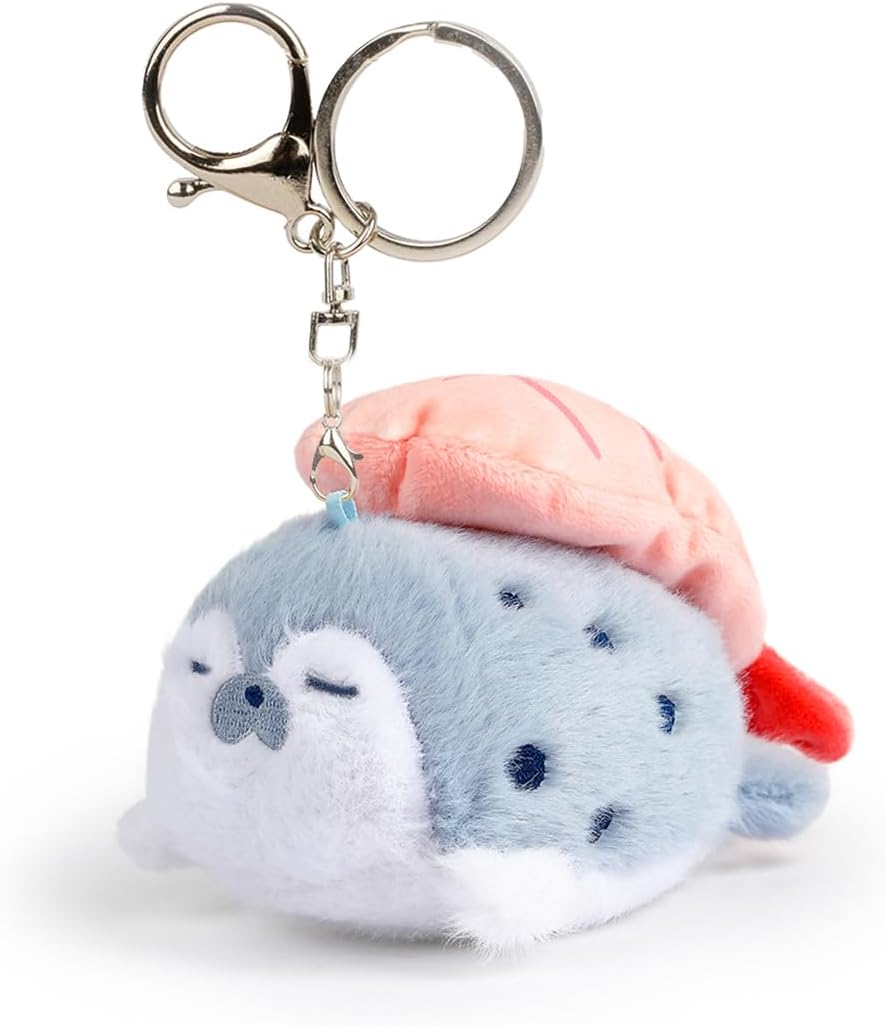 Sea Otter Plush Keychain Cute Seal Plush Keychain With Sushi Pendant Gift for Ocean Fans
