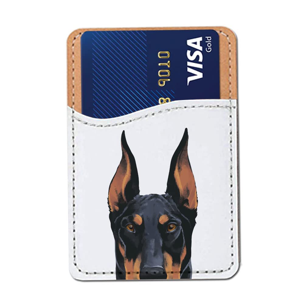 FINCIBO PU Leather Self-Adhesive Universal Credit Card Holder Wallet for All Smart Mobile Cell Phones - Winking Golden Retriever