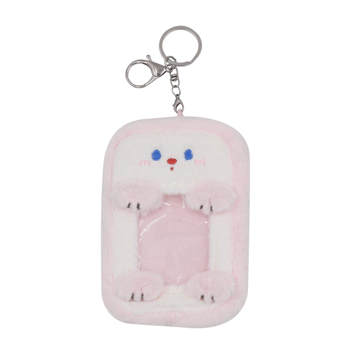 Fuzzy Plush Kpop Photocard Holder with Keychain, Cute Animal Wings Photo Sleeve Bank ID Credit Card Holder
