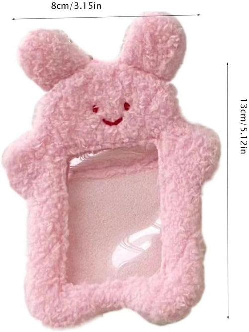 1Pc White Photocard Holder,Cartoon Plush Photocard Holder Outdoor Girl Korean Style ID Card Cover Protective Case Card Sleeve Student Rabbit Identification Badges Supplies