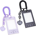 2Pcs Cartoon Photocard Holder Keychain Creative Music Player Style ID Badge with Keychain Cute Photocard Cover Protective Card Sleeve for Fans Birthday Christmas