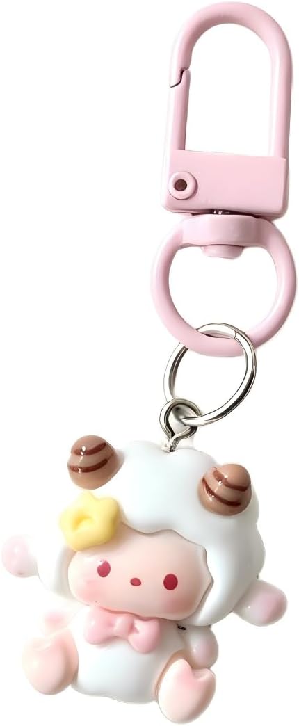 resin cartoon animal pendant with metal clasp for bag and keys
