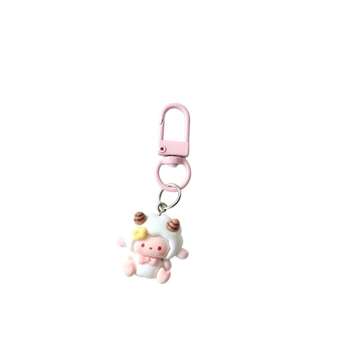 resin cartoon animal pendant with metal clasp for bag and keys