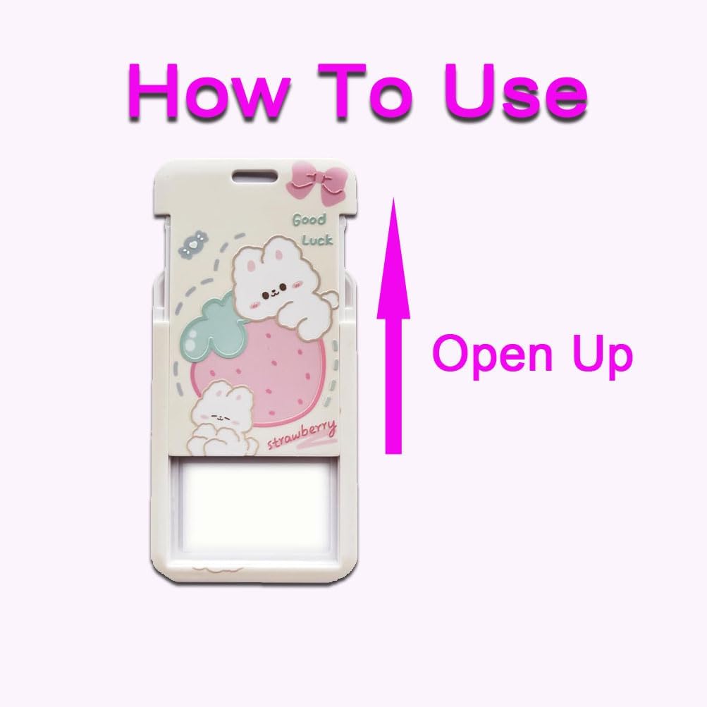 4 Pcs Photocard Holder Keychain Cartoon Animal PC ID Badge Holder with Keychain Student Bus Card Pendant Hard Shell Protective Photo Sleeves