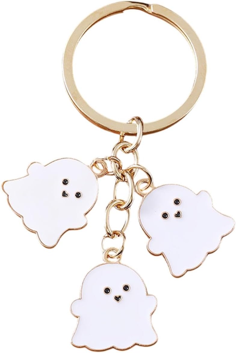 Cute Halloween Ghost Pumpkin Resin Keychain for Women Jewelry