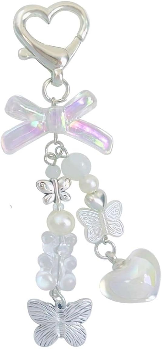cioatu Cute Keychain Aesthetic Y2K Keychain Accessories Heart Butterfly Strawberry Bear Key Chain for Keys Bags Women Gifts
