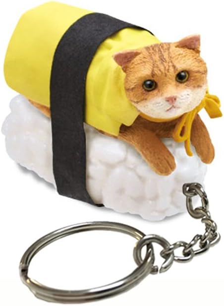 Sushi Cat Clever Idiots Nekozushi Keychain - Blind Box Includes 1 of 5 Collectable Figurines - Features a Detachable Keyring (Version 1)