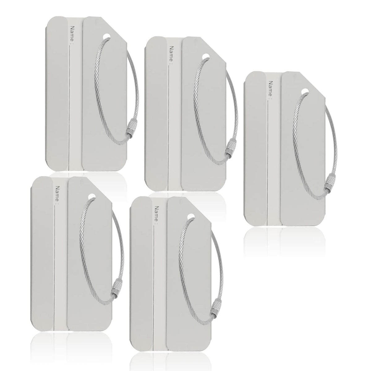 Aluminum Luggage Tags, Luggage Tag Holders for Travel Luggage Baggage Identifier by Ovener (2Pack Silver)