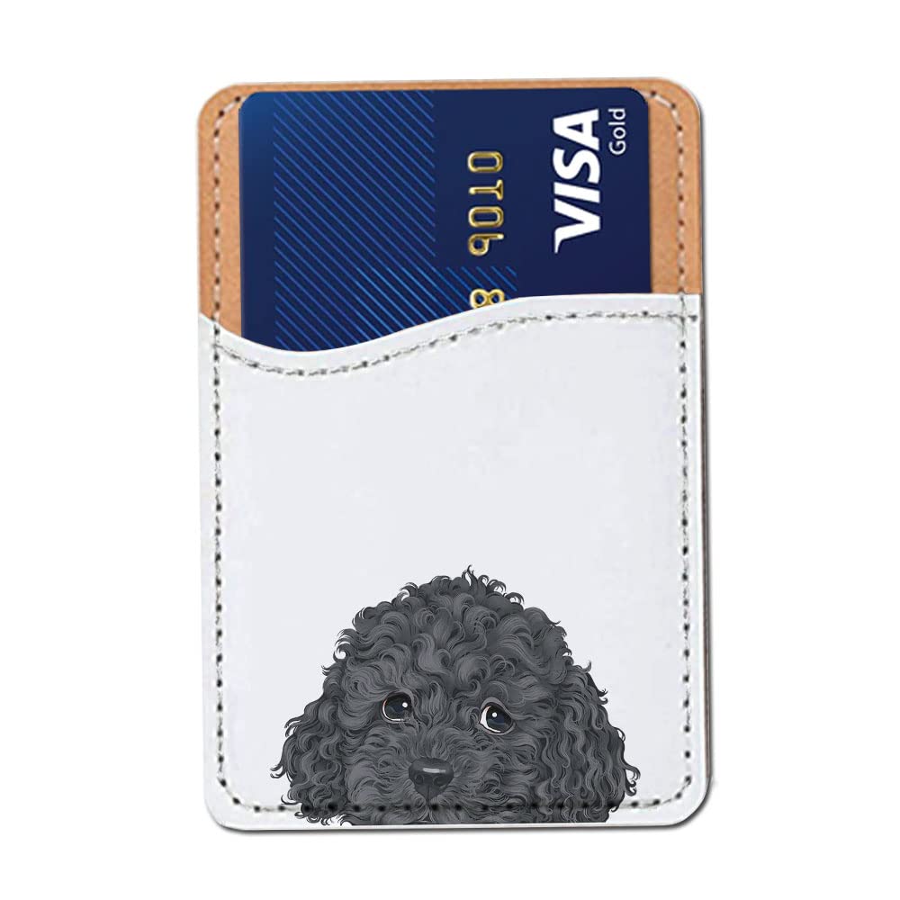FINCIBO PU Leather Self-Adhesive Universal Credit Card Holder Wallet for All Smart Mobile Cell Phones - Winking Golden Retriever