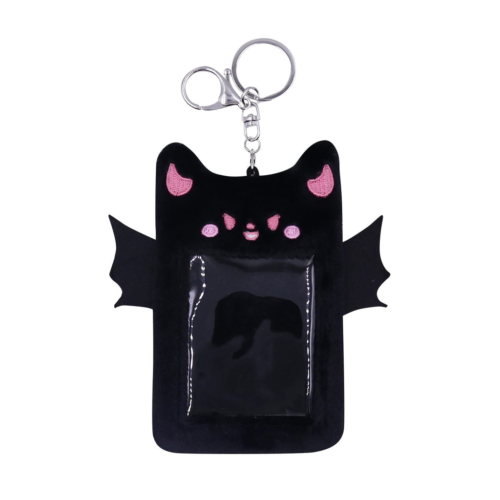 Fuzzy Plush Kpop Photocard Holder with Keychain, Cute Animal Wings Photo Sleeve Bank ID Credit Card Holder