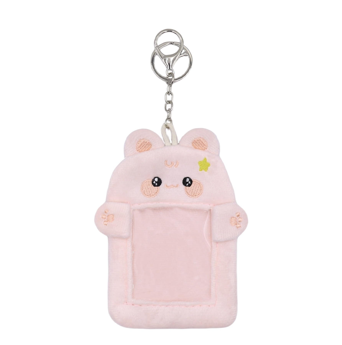 ZGMYC Cute Plush Kpop Photocard Holder with Keychain, Cartoon Bear Bunny Pig Photo Sleeve Card Holder Protector