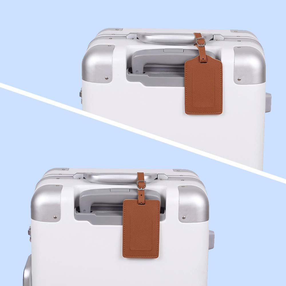 Vigorport Luggage Tags, Leather Personalized Suitcase Tag Set of 4 Pack