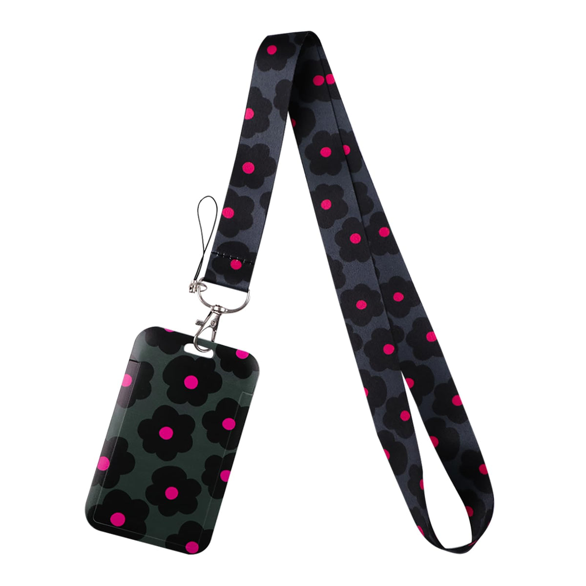 Cartoon Cat Lanyard for Keys for Women Kids with Sliding Style ID Badge Card Holder Keychain Neck Lanyard Clip for School Work Nametag