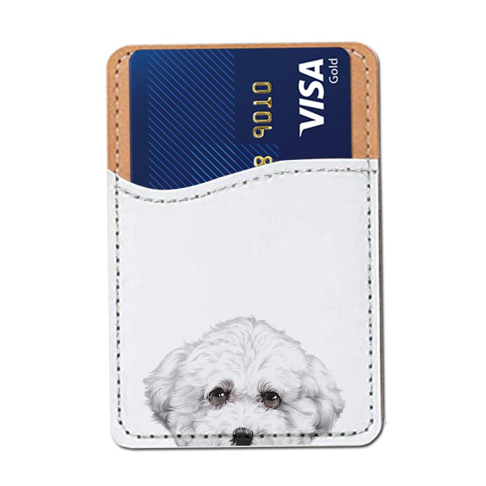 FINCIBO PU Leather Self-Adhesive Universal Credit Card Holder Wallet for All Smart Mobile Cell Phones - Winking Golden Retriever
