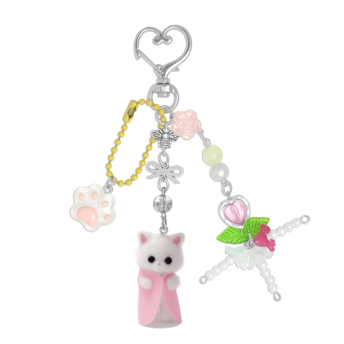 Cute Pink Fuzzy Cat Aesthetic Y2K Stylish Keychains