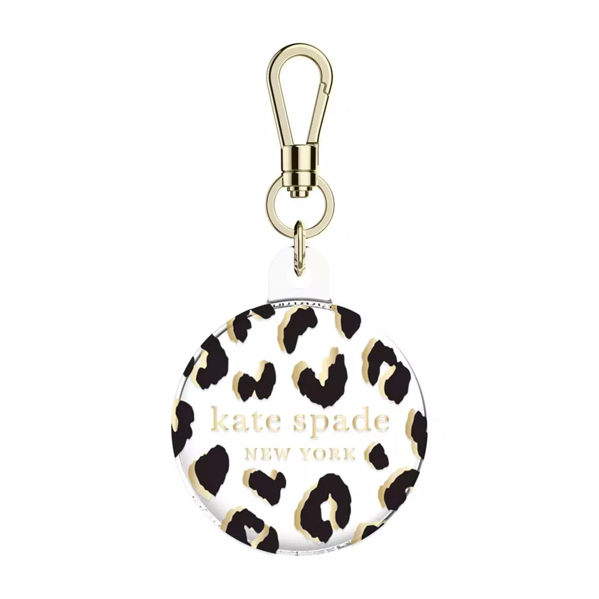 kate spade new york AirTag Holder with Gold Ring Clip - City Leopard