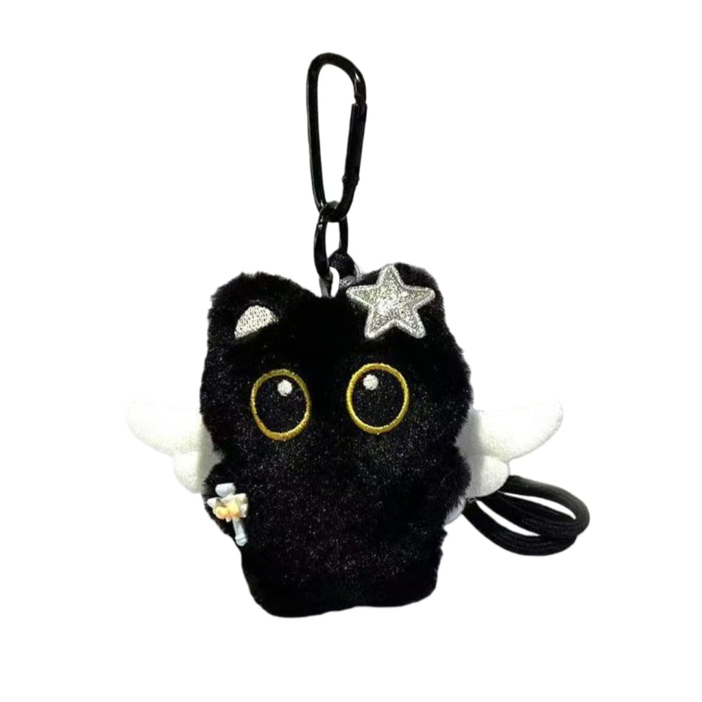 Super Cute Funny Big Eyes Black Cat Lucky Kitty Theme Keychain Good Luck Siamese Key Chain Ring Bag Pendant