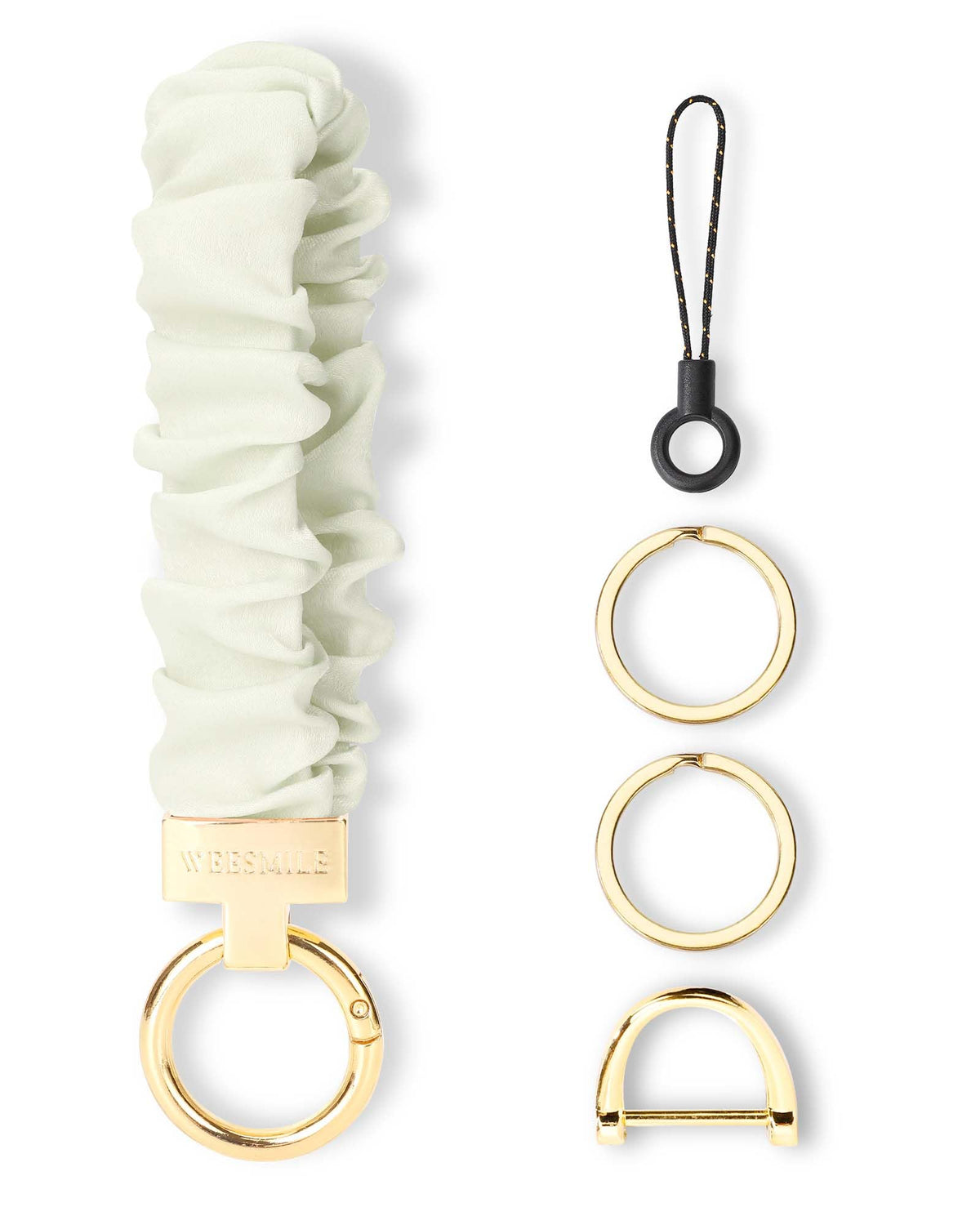 WEESMILE Scrunchie Keychain Wristlet for Car Key Chain with D Key Ring