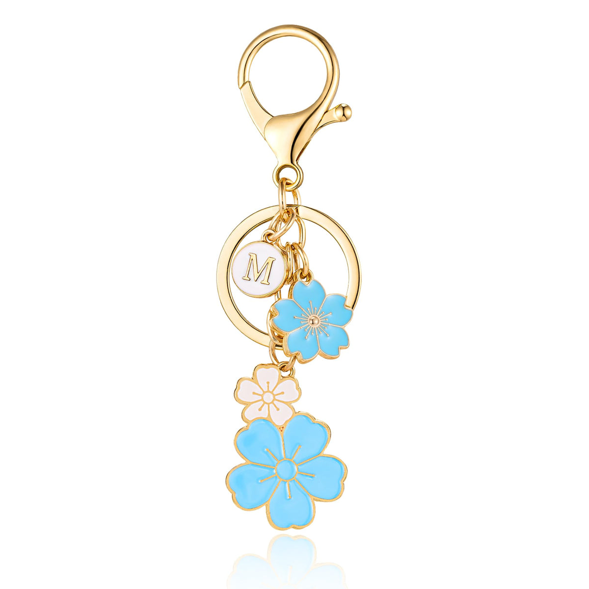 SELOVO Initial Keychain Flower Charms for Key Cute Pink Letter Keyring for Backpack