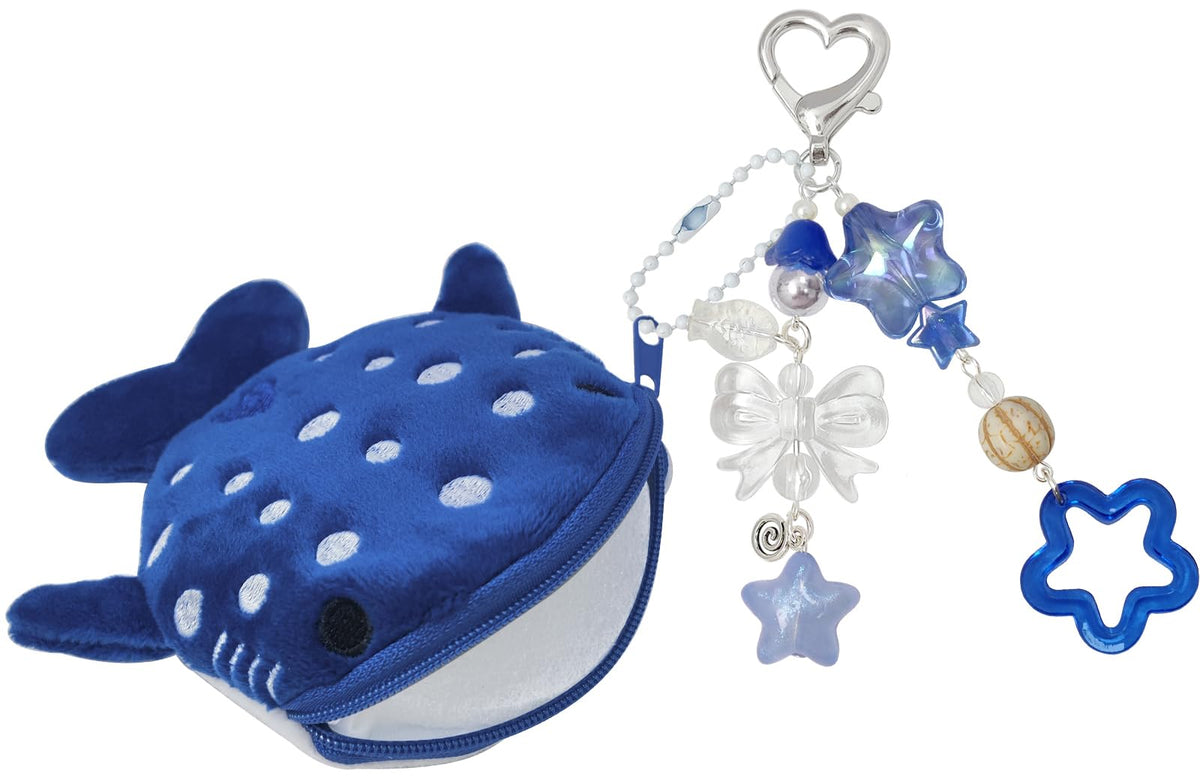 Cute Keychain Whale Shark Coin Purse Keychain Cute Plush Zipper Change Pouch, Kawaii Handmade Wallet for Women