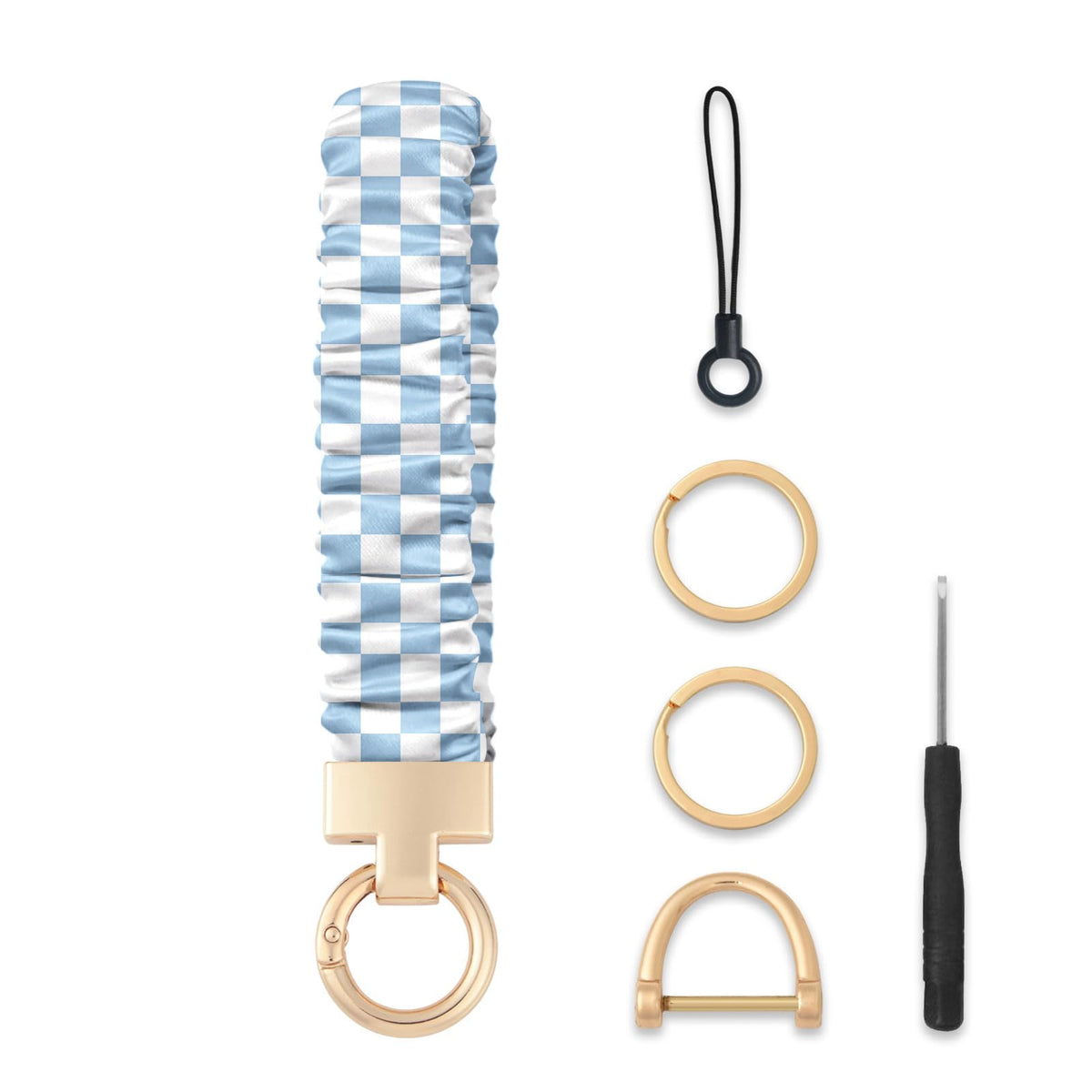 Seorsok Cute Striped Scrunchie Keychain Wristlet,Wristband Car Key Ring