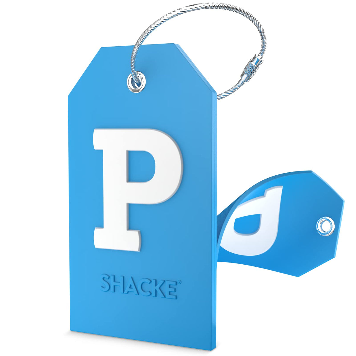 Shacke Initial Luggage Tag with Privacy Cover & Steel Loop (Orange, B)