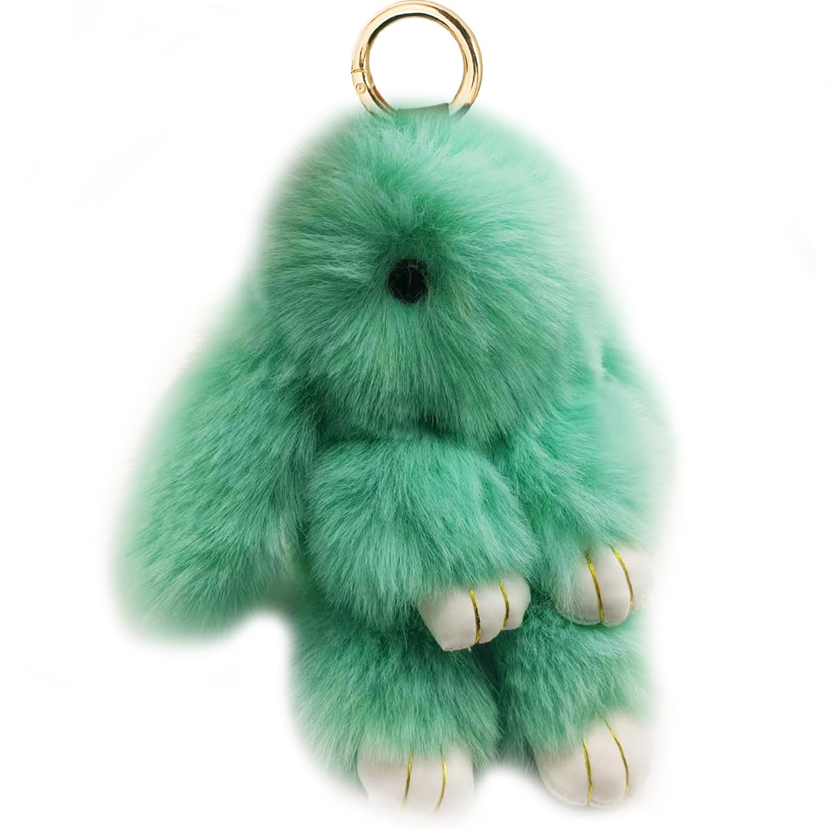 Bunny Keychain Soft Fluffy Rabbit Keychain 7in Handmade Cute Colorful Rabbit Fur Pom Pom Key Rings for Women