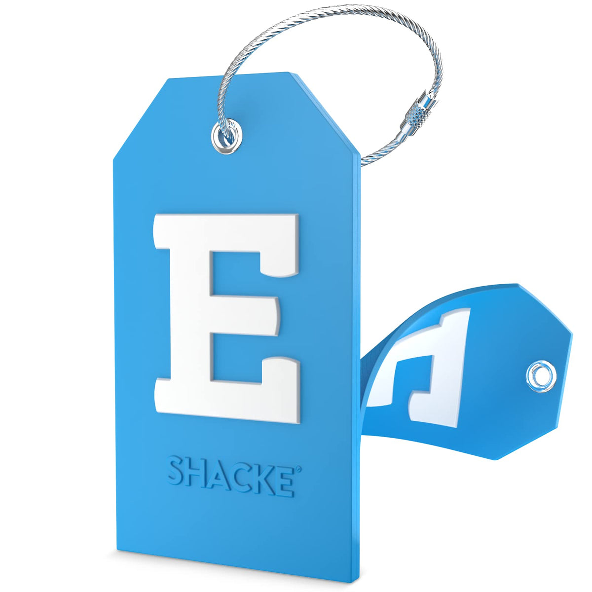Shacke Initial Luggage Tag with Privacy Cover & Steel Loop (Orange, B)