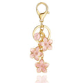 XGALBLA White/Pink/Black Big Cute Flower Initial Letter Keychain for Women, Flower Bag Charms Enameled Keychain Handbag Purse
