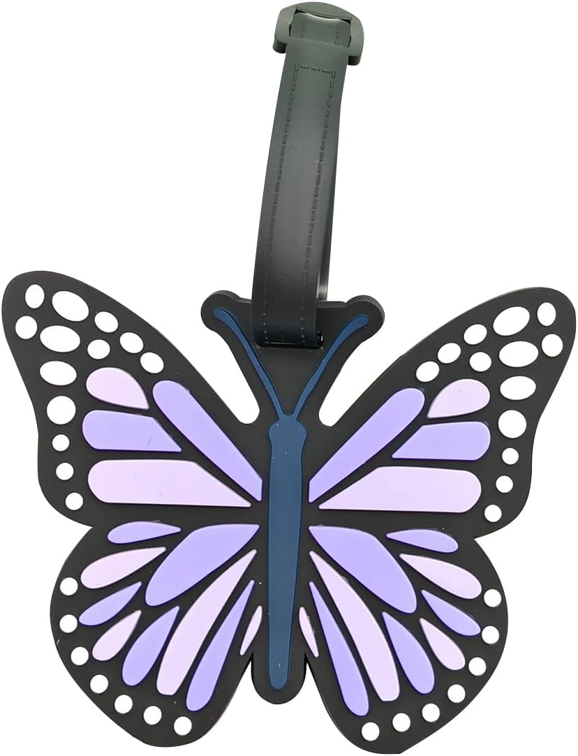 Funny Silicone Luggage Tags Cute Butterfly Travel Bag Identifiers (Purple)