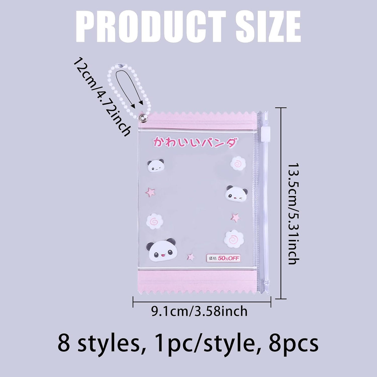 8Pcs Sweet Candy Photocard Holder Cute Cartoon Photocard Holder Set PVC Clear Card Protector Pouch with Detachable Chains, Waterproof ID Badge Holders for Women Girls, 3.6''×5.3"