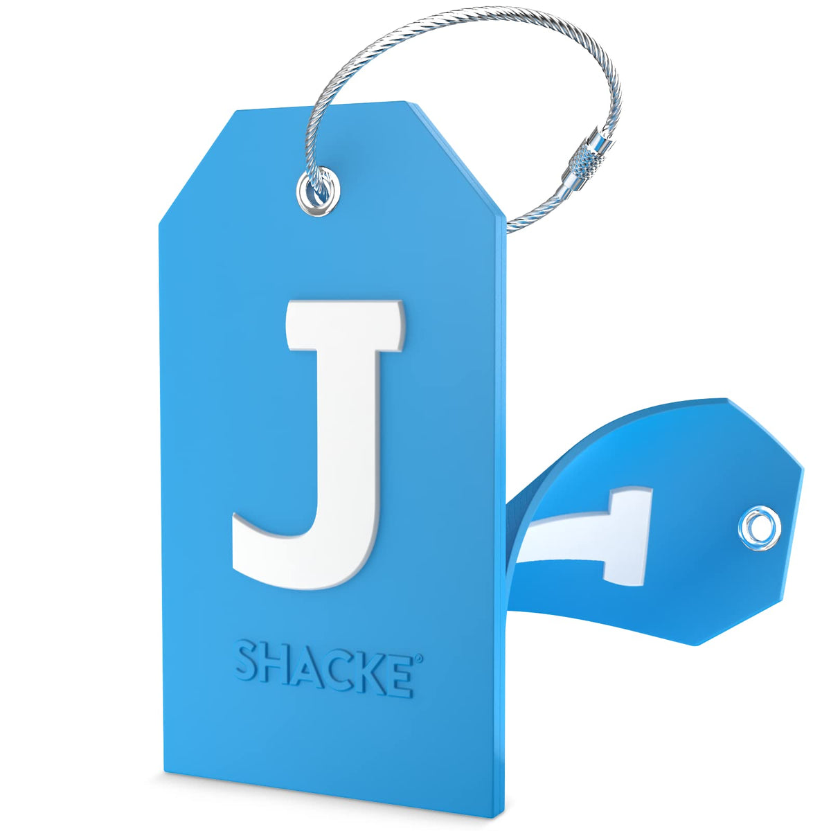 Shacke Initial Luggage Tag with Privacy Cover & Steel Loop (Orange, B)