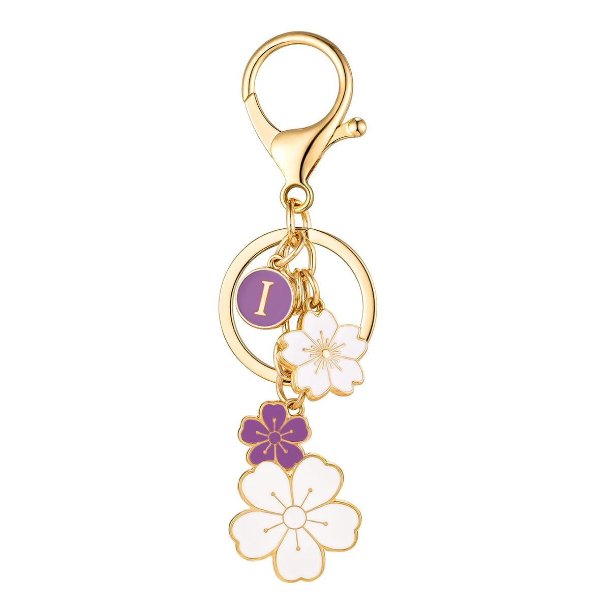 SELOVO Initial Keychain Flower Charms for Key Cute Pink Letter Keyring for Backpack