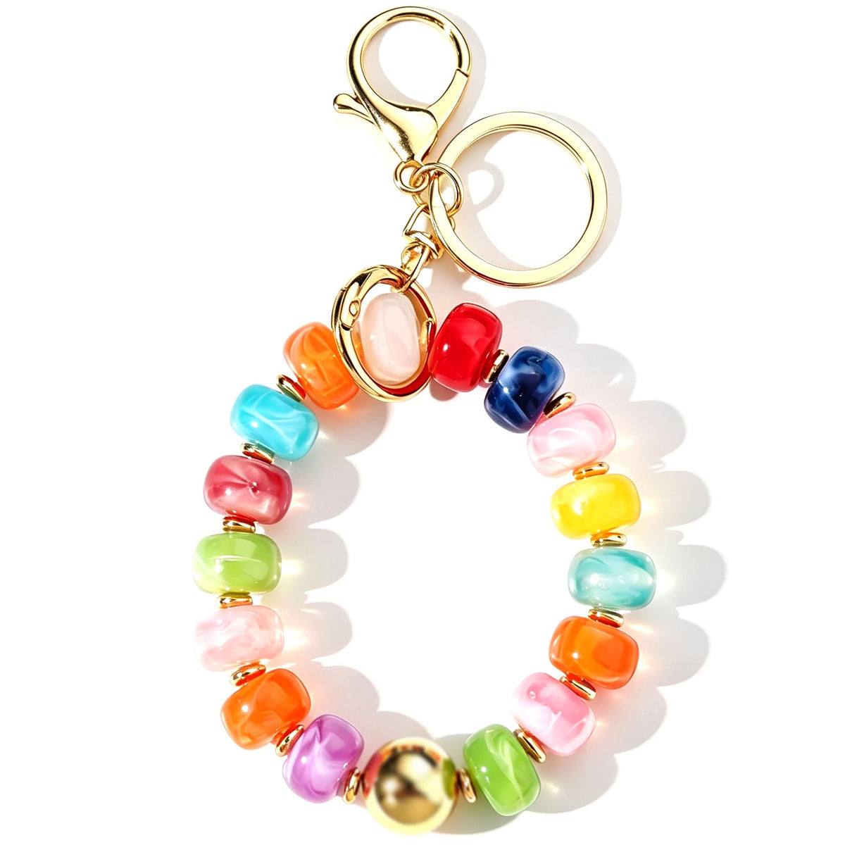 Colorful Trendy Beaded Keychain for Women,Cute Chunky Dopamine Fashion Boho Summer Beach Accessories Gifts