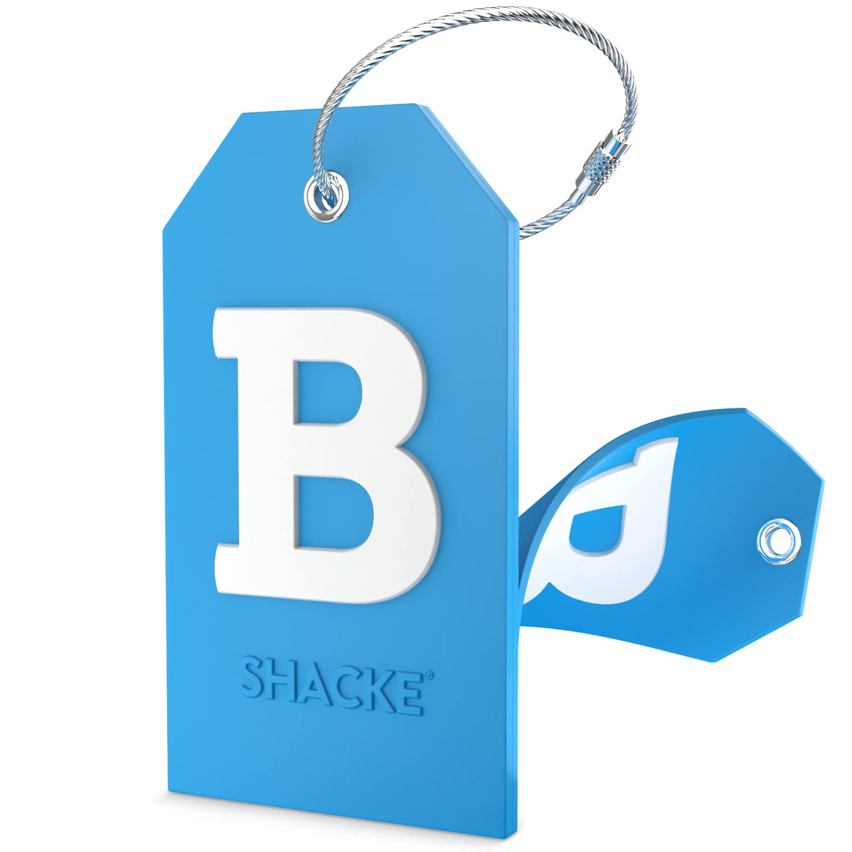 Shacke Initial Luggage Tag with Privacy Cover & Steel Loop (Orange, B)