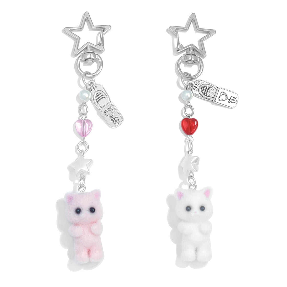 Cute Pink Fuzzy Cat Aesthetic Y2K Stylish Keychains