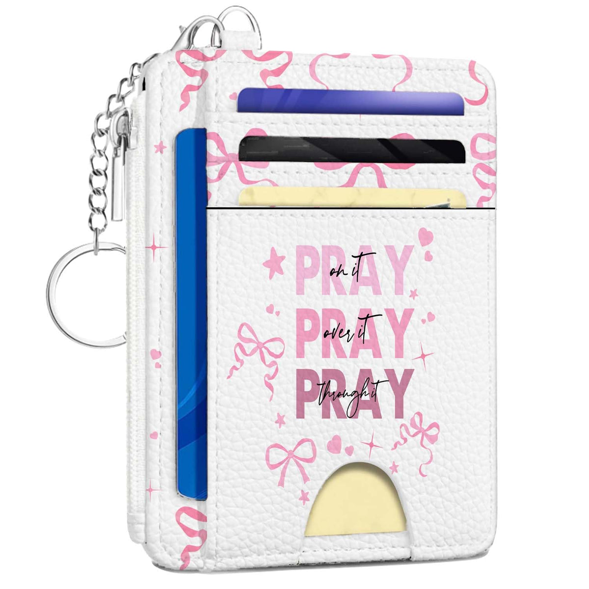 Gifts for Cat Lovers,Funny Cat Credit Card Holder Small Keychain Wallet for Women, Cute Blocking Wallet Coin Pocket,Front Pocket Thin Travel Card Case with ID Window