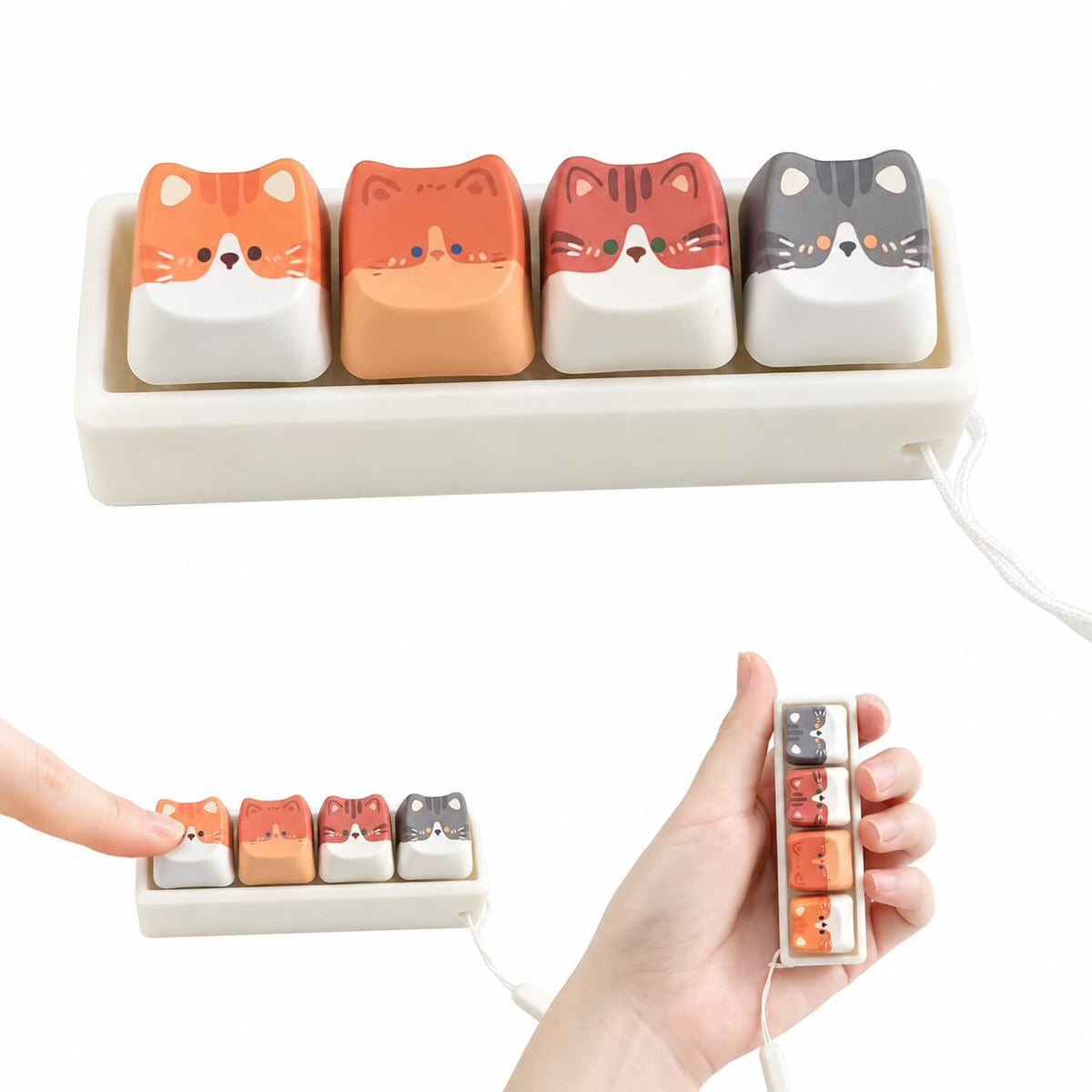 Cute Cat Keyboard Fidget Toy,Crisp Sound,Stress Relief Fidget Clicker Keychain,Creative Keycap Button, for Adults at Work, Travel, Home – Anxiety Relief & Focus Boost (Cat)