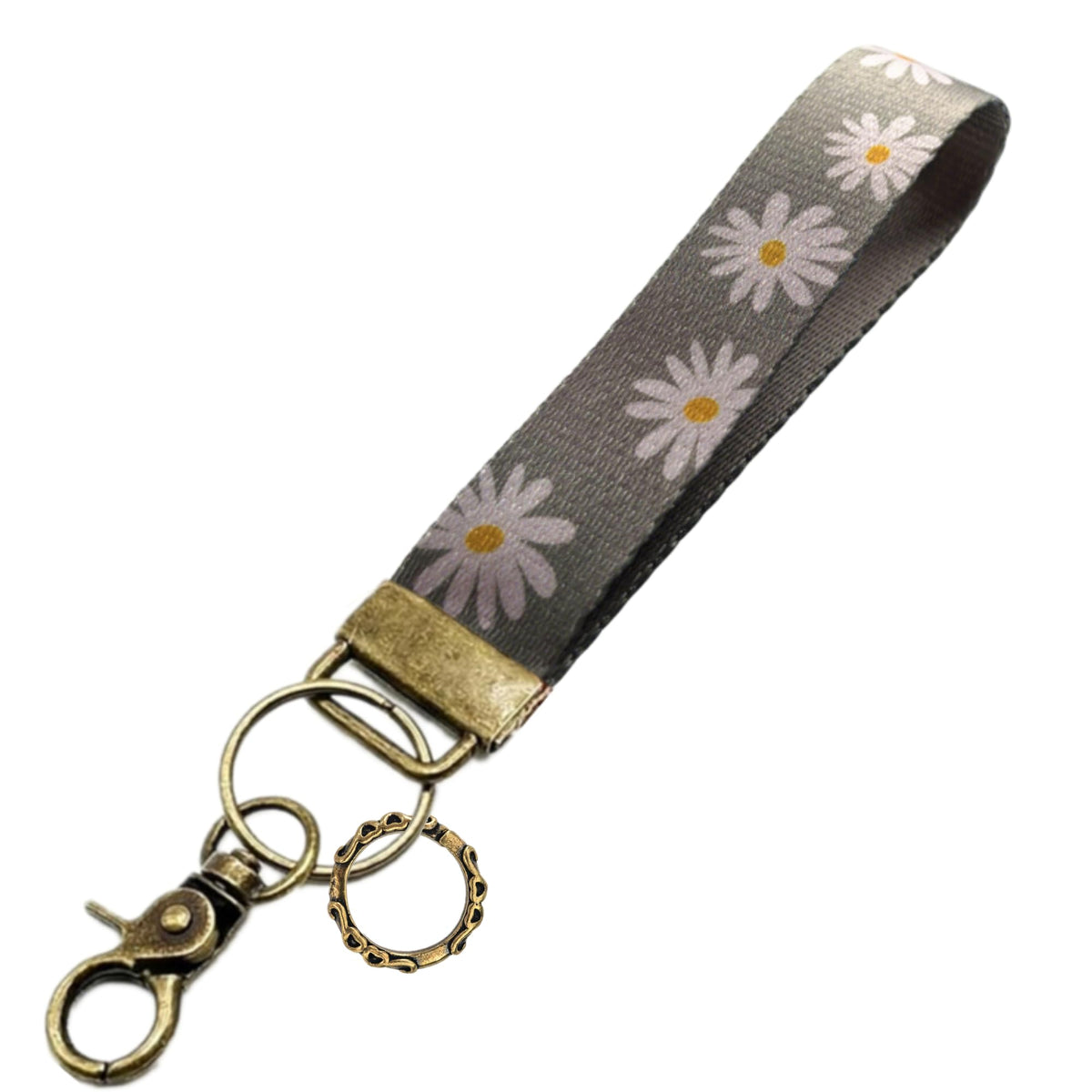Boho Vintage Embroidered Floral plant Wristlet Keychain for Women