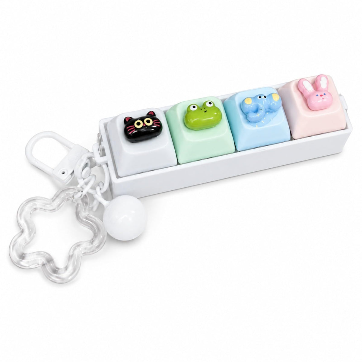 Cute Cat Keyboard Fidget Toy,Crisp Sound,Stress Relief Fidget Clicker Keychain,Creative Keycap Button, for Adults at Work, Travel, Home – Anxiety Relief & Focus Boost (Cat)