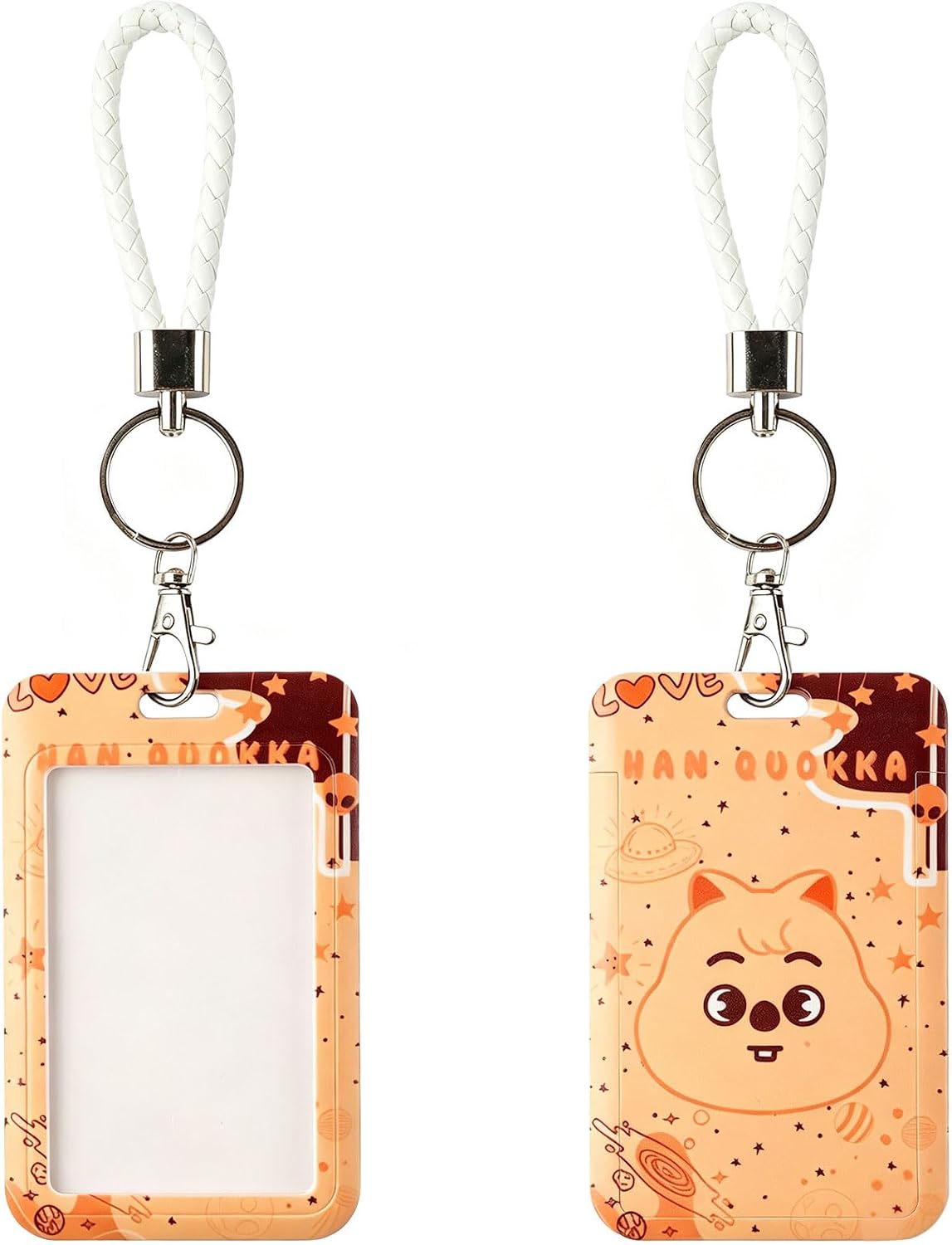 SK-Z Cartoon Photocard Holder with Lanyard, Cute Animal Themed Photocard Holder Keychain Hard Shell Protective Photo Sleeves