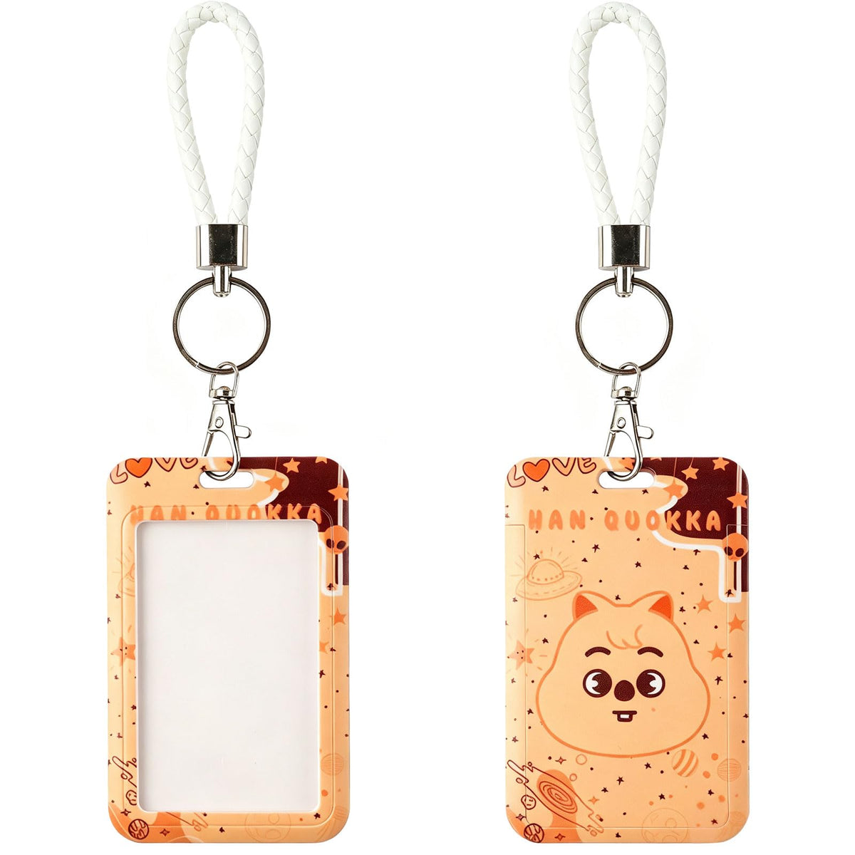 SK-Z Cartoon Photocard Holder with Lanyard, Cute Animal Themed Photocard Holder Keychain Hard Shell Protective Photo Sleeves